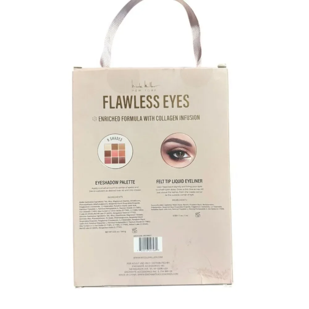 Nicole Miller Flawless Eyes Rosy Nude Eyeshadow Palette with Black Eyeliner Pen